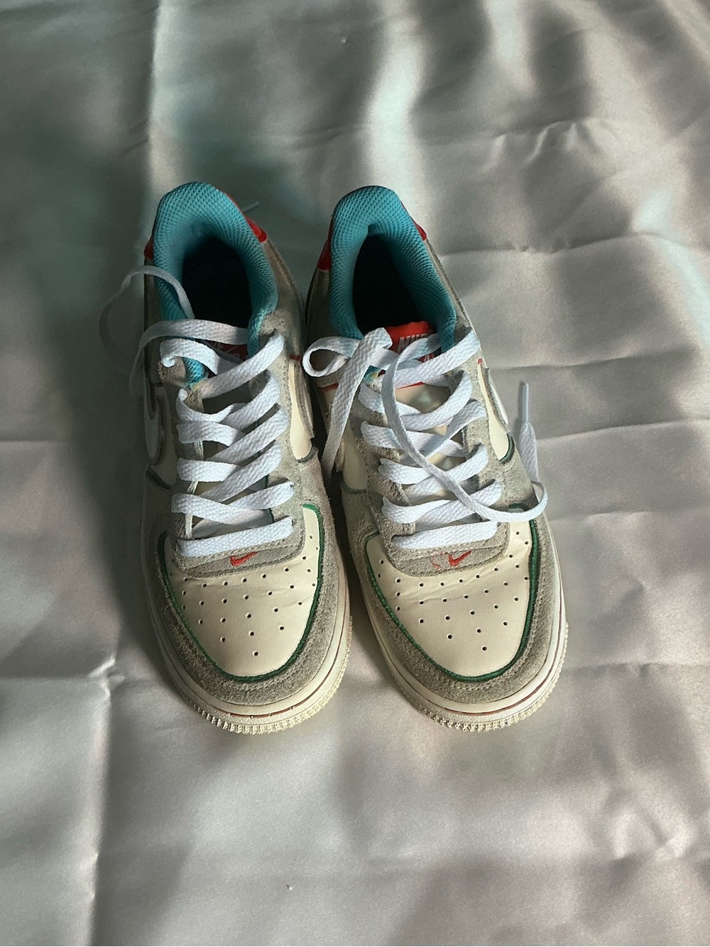 Nike Kids Cream, Teal, Green & Red Low-Top Sneakers